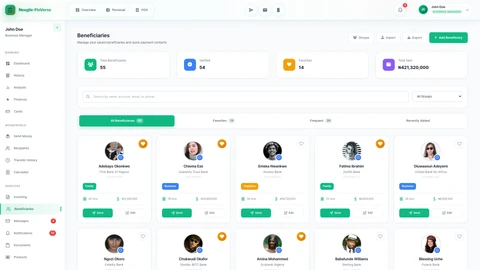 Beneficiaries management screen - Add and manage payment recipients