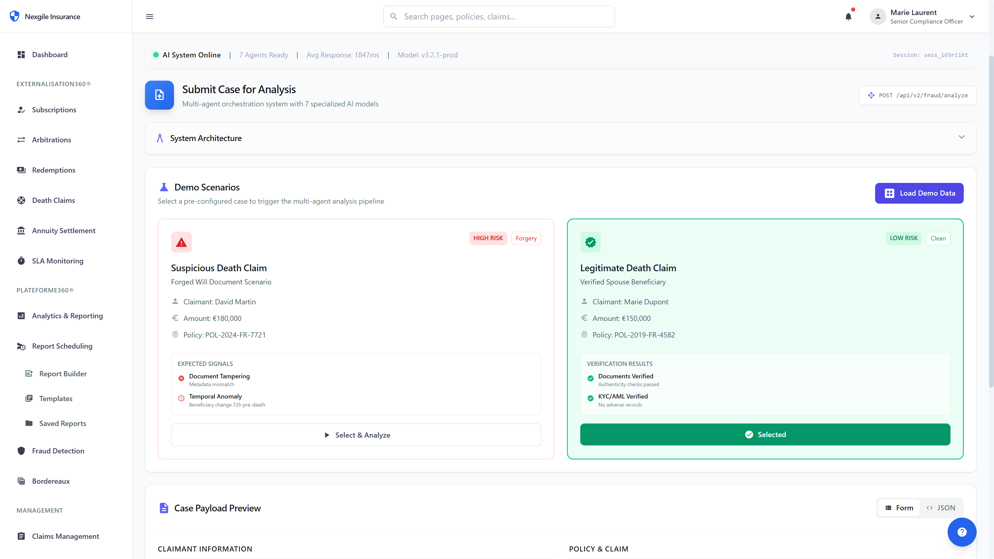 Case Submission Interface