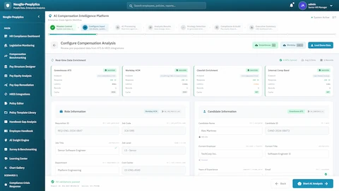 Configure Compensation Analysis - Real-time data enrichment from multiple HRIS sources, role information, and candidate information setup